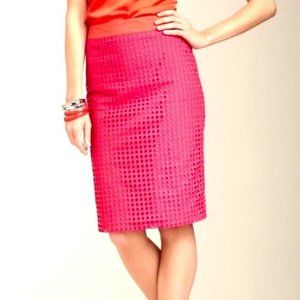 Talbots pink & orange eyelet pencil skirt 12 NWT